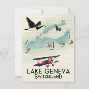 Carte affiche de voyage lac genève suisse