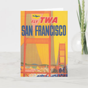 Carte Affiche De Voyage Pour Vol Twa À San Francisco