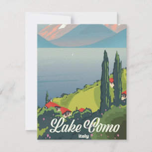 Carte Affiche de voyage style vintage Lac de Côme Italie