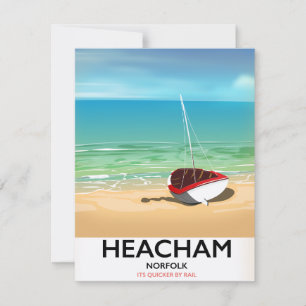 Carte Affiche vintage de la côte de Heacham Norfolk