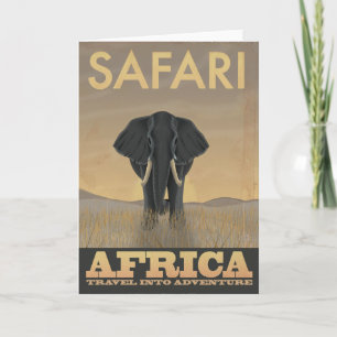 Carte Affiche vintage de voyage de safari de l'Afrique