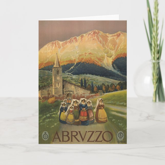Carte Affiche Vintage voyage Pour Les Abruzzes, Italie. (Devant)