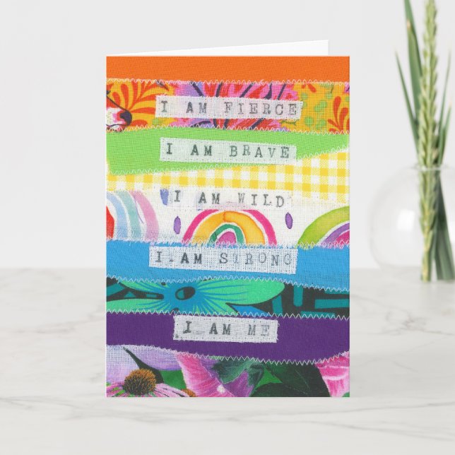 Carte Affirmations positives rayures arc-en-ciel (Devant)