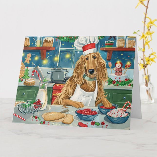 Carte Afghan Hound Holiday Baking : Noël festif (Fleur jaune)