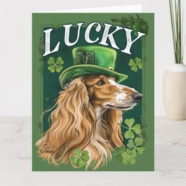 Carte Afghan Hound St. Patrick's Day (Devant)
