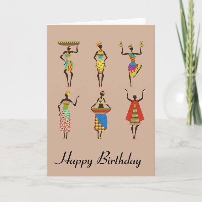 Carte Africain Tribal Art anniversaire mode ethnique (Devant)