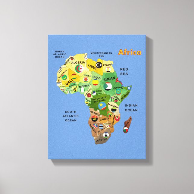 Carte africaine avec drapeaux en toile étirée (Recto)