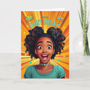 Carte African American Ado Girl Pop Art Style Anniversai