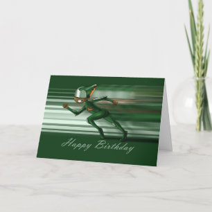 Carte African American Boy Superhero Green Anniversaire