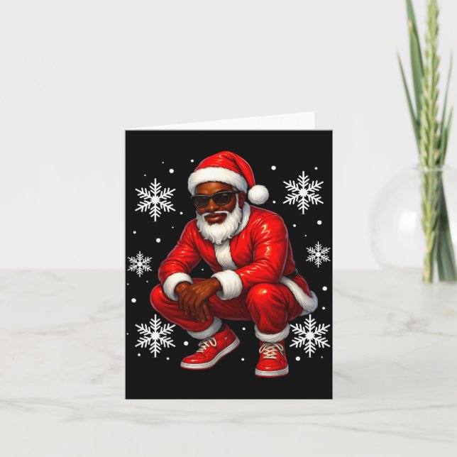 Carte African American Cool Santa Claus Christmas Pajama (Devant)