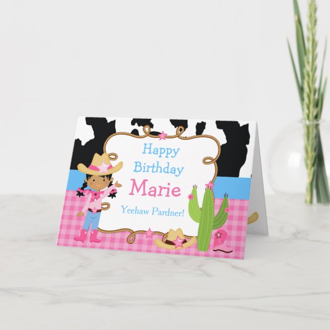 Carte African American Cowgirl Western Anniversaire (Devant)