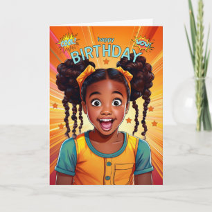Carte African American Girl Pop Art Style Anniversaire