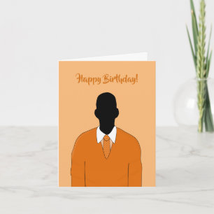 Carte African American Orange Suit & Cravate Homme Anniv