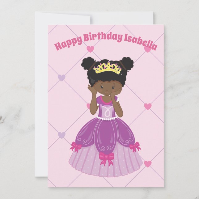 Carte African American Princess Cute Custom Anniversaire (Devant)