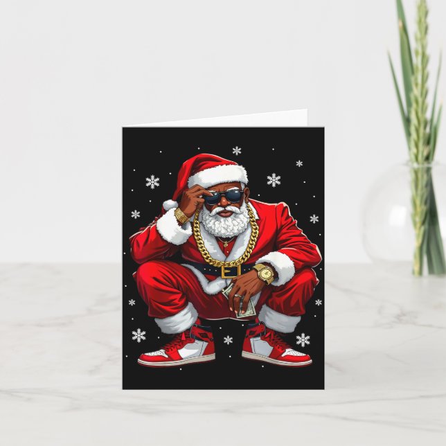 Carte African American Santa Christmas Black Xmas Women  (Devant)