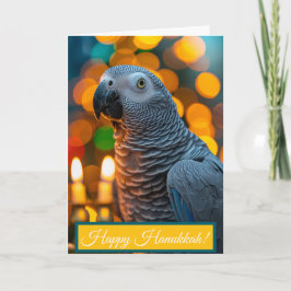 Carte African Grey Parrot Hanukkah Card