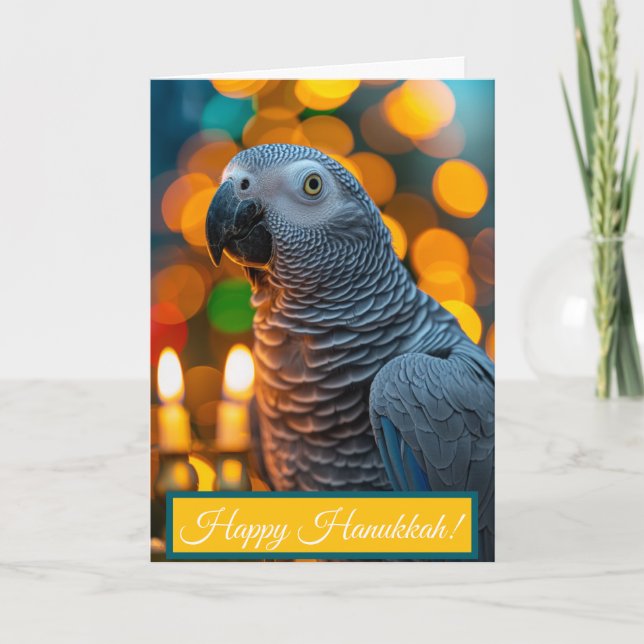 Carte African Grey Parrot Hanukkah Card  (Devant)