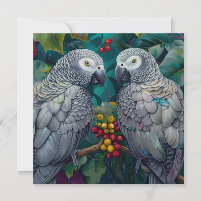 Carte African Grey Persimmon-Berry Duet (Devant)