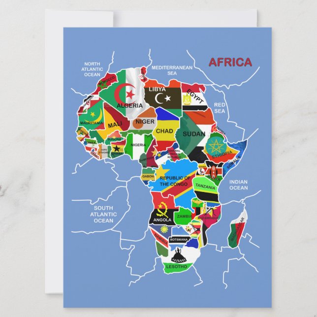 Carte Afrique avec drapeaux Carte Flat (Devant)