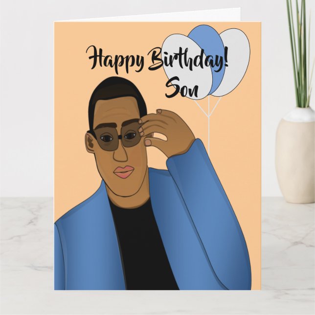 Carte Afro-Américain beau et son cadeau Anniversaire (Devant)