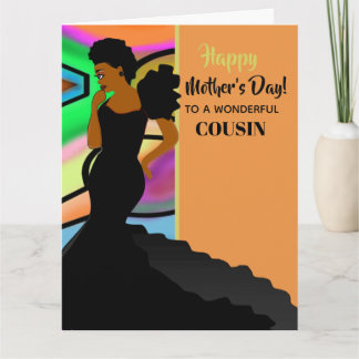 Carte Afro-Américaine Cousine Élégante Bonne Fête des Mè