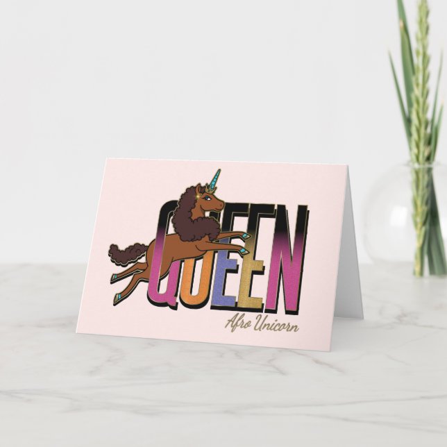 Carte Afro Unicorn Queen Design (Devant)