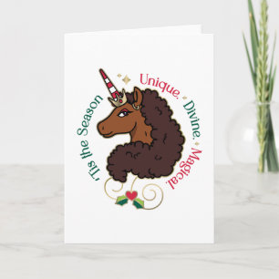 Carte Afro Unicorn 'Tis Season Holiday Unicorn