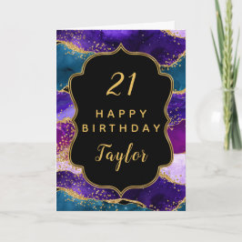 Carte Agate de paon violet et bleu Joyeux anniversaire