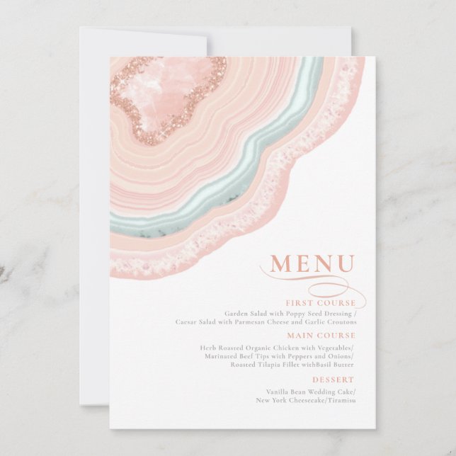 Carte Agate Geode Mariage Rose Parties scintillant Gold  (Devant)