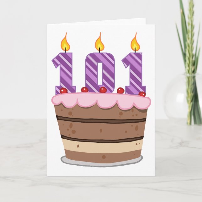 Carte Âge 101 sur le gâteau d'anniversaire (Devant)