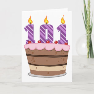 Carte Âge 101 sur le gâteau d'anniversaire