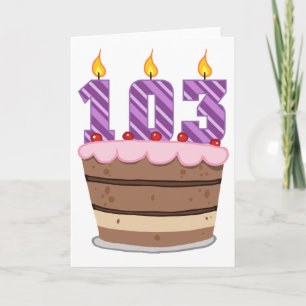 Carte Âge 103 sur le gâteau d'anniversaire