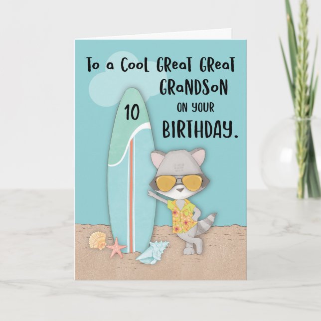 Carte Âge 10 Great Grand Grand-Petit-fils Anniversaire B (Devant)