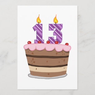 Carte Âge 13 sur le gâteau d'anniversaire