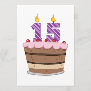 Carte Âge 15 sur le gâteau d'anniversaire