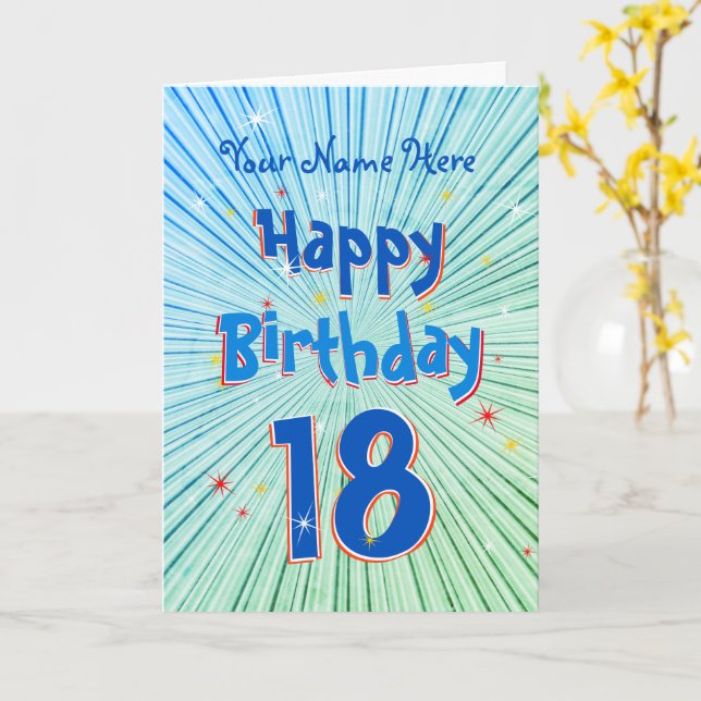 Carte Age 18 Fun 3D Blue Chill modifiable 18e anniversai (Fleur jaune)
