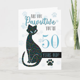 Carte Âge Personnalisé Anniversaire Chat Silhouette