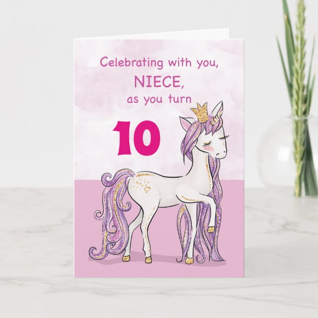 Carte Âge personnalisé Anniversaire de la nièce Cheval r (Devant)