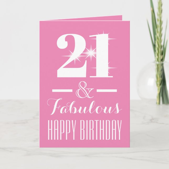 Carte Age personnalisé et fabuleux | blanc rose pastel (Devant)