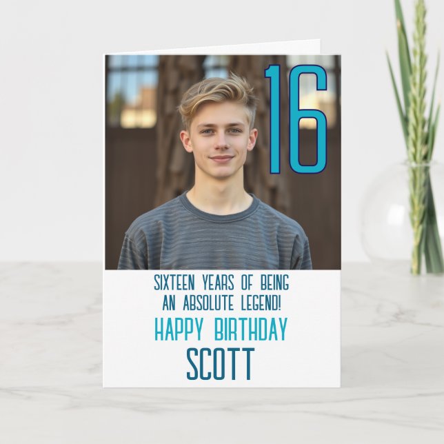 Carte Age Sixteen Photo Birthday Card (Devant)