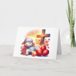 Carte Agneau couché Orthodoxe Pâques