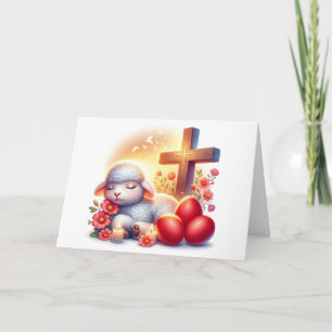 Carte Agneau couché Orthodoxe Pâques