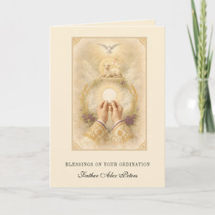 Carte Agneau de Dieu Eucharistie Prêtre Bénédiction d'or