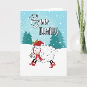 Carte agneau mignon Baa humbug brebis drôle blague noël