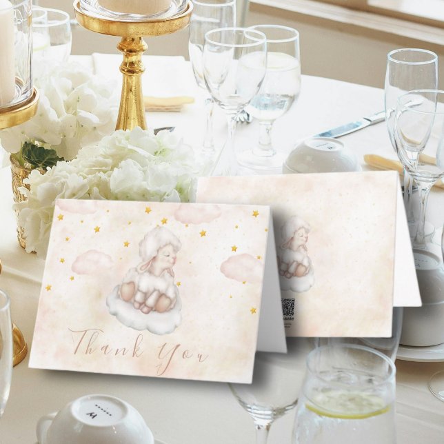 Carte Agneau mou Pinky Dust étoiles Baby shower Merci (Créateur téléchargé)