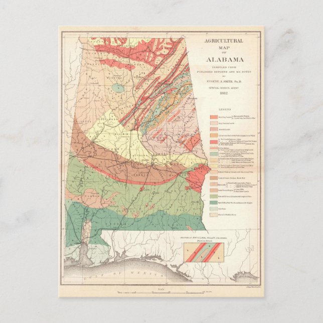 Carte agricole vintage de l'Alabama (1882) (Devant)