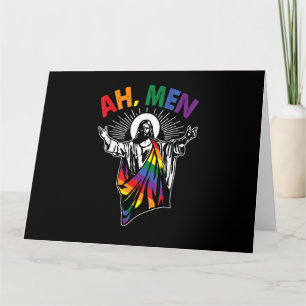 Carte Ah Men Funny LGBT Gay pride Jesus Rainbow Flag Chr