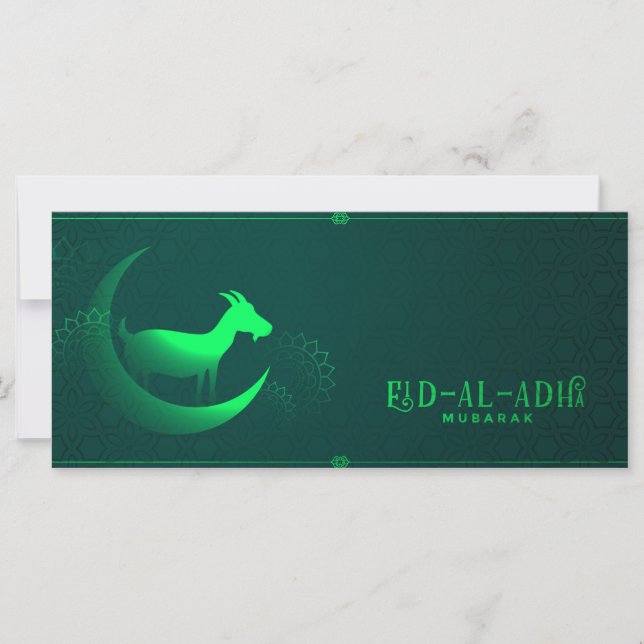 Carte Aïd al Adha Moubarak Croissant Vert de chèvre (Devant)