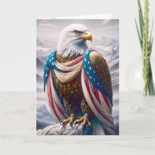 Carte Aigle à tête froide avec drapeau 4 juillet