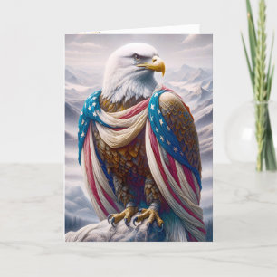 Carte Aigle à tête froide avec drapeau 4 juillet